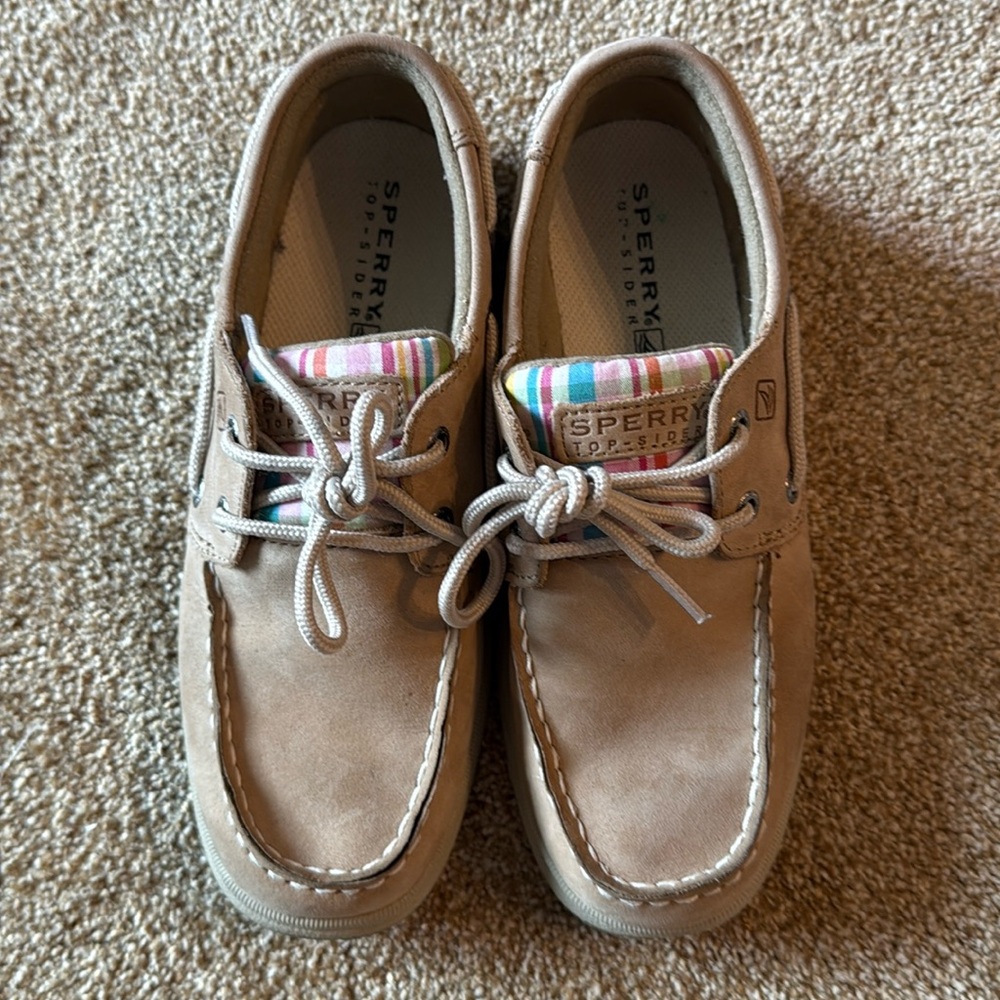 Sperry Top Siders 2M girls pink plaid